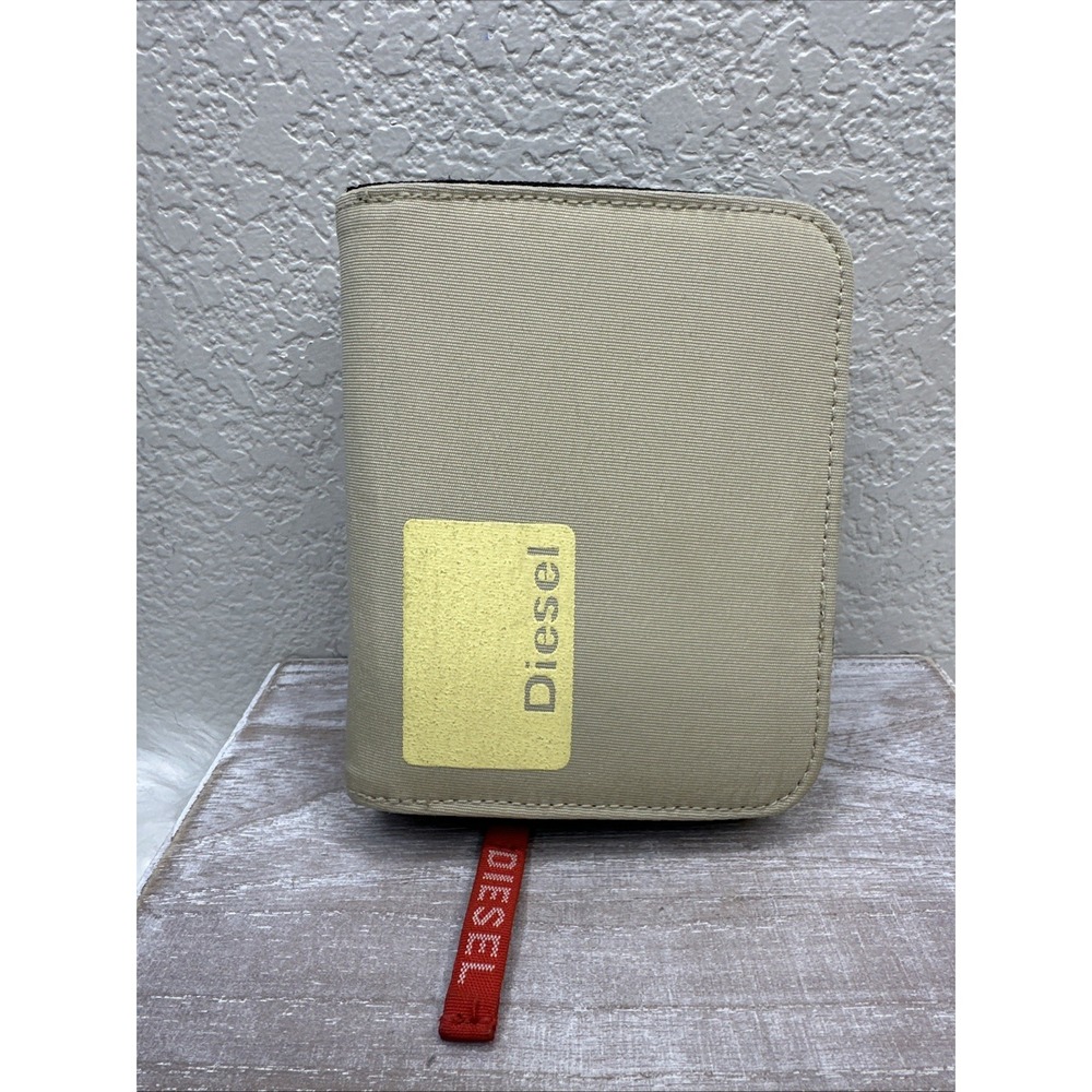 $72 🌙 Diesel Spare Parts Tan Khaki Fabric Wallet‎ Zip Around VINTAGE Y2K